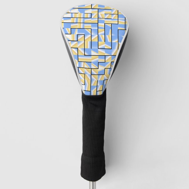 Funda Para Palo De Golf Maze azul y amarillo (Anverso)