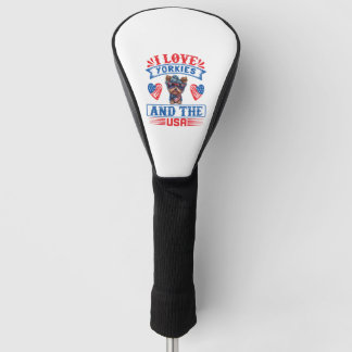 Funda Para Palo De Golf Me encantan los Yorkies y los Estados Unidos 01