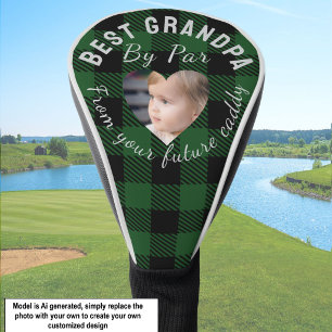 Funda Para Palo De Golf Mejor abuelo personalizado foto de niños Plaid ver