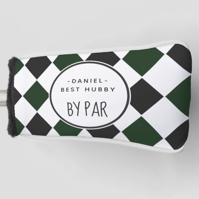 Funda Para Palo De Golf Mejor Hubby de Par Green Plaid (Anverso)