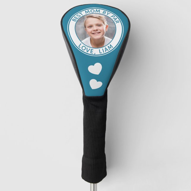 Funda Para Palo De Golf Mejor Mamá De Par Personalizado Foto Nombre Hearts (Anverso)