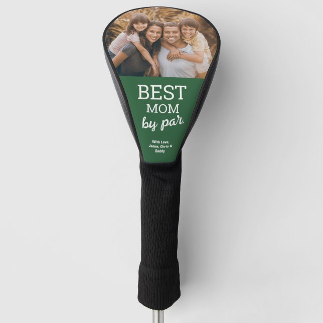 Funda Para Palo De Golf Mejor Mamá de Par Personalizado Foto Verde Moderno (Anverso)