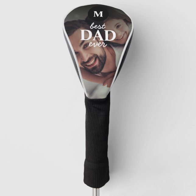 Funda Para Palo De Golf Mejor Monograma moderno y foto de papá (Anverso)