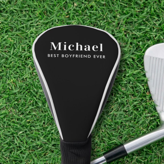 Funda Para Palo De Golf Mejor Novio Monograma Negro (Subido por el creador)