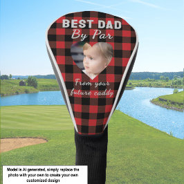 Funda Para Palo De Golf Mejor Papá Foto Personalizada de Niños Plaid Rojo