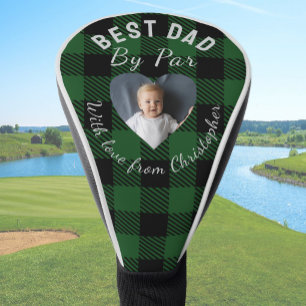 Funda Para Palo De Golf Mejor Papá por Par Personalizado Foto Plaid Verde