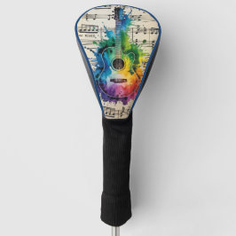 Funda Para Palo De Golf Melodía colorida: Guitarra pintada sobre música vi