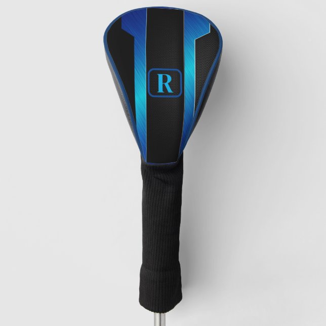 Funda Para Palo De Golf Metalizado azul monogramado (Anverso)