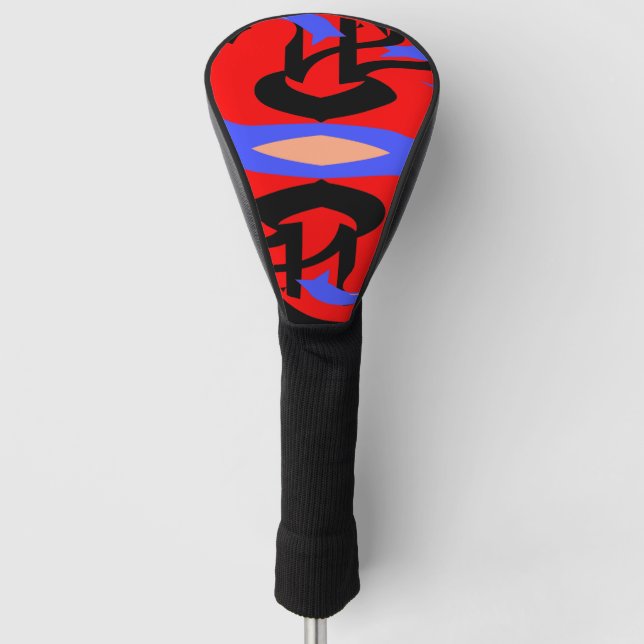 Funda Para Palo De Golf Mezcla de arte indio y japonés del rojo festivo (Anverso)