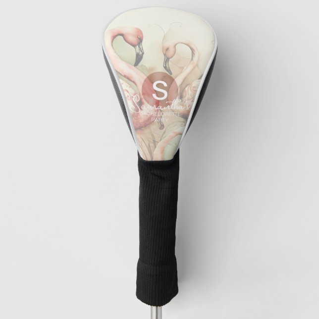 Funda Para Palo De Golf Moda elegante Monograma Flamingo Personalizado (Anverso)
