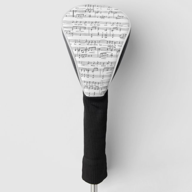 Funda Para Palo De Golf Modelo blanco y negro de la partitura (Anverso)