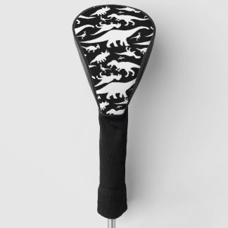 Funda Para Palo De Golf Modelo blanco y negro del dinosaurio