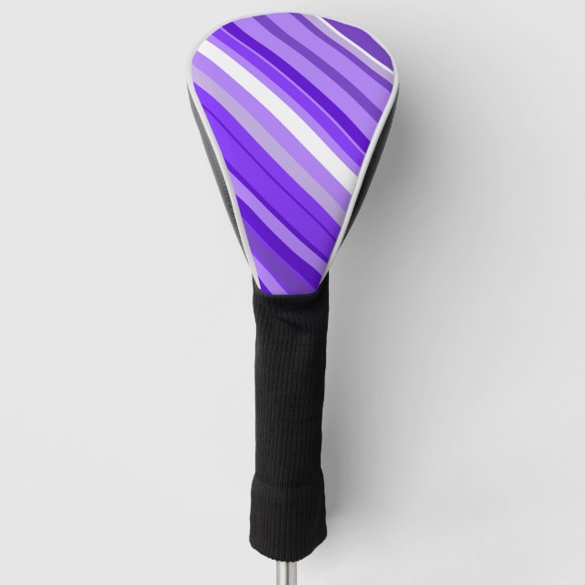 Funda Para Palo De Golf Modelo rayado púrpura y blanco (Anverso)