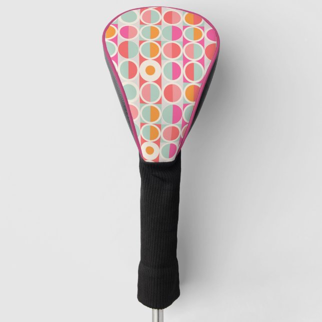 Funda Para Palo De Golf Modelo retro del círculo de las rosas fuertes (Anverso)