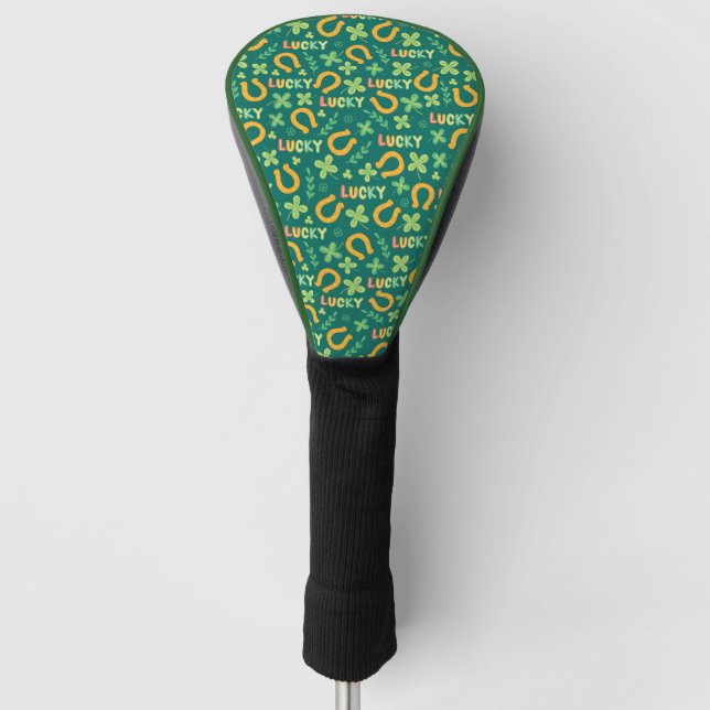 Funda Para Palo De Golf Modelo verde AFORTUNADO irlandés (Anverso)