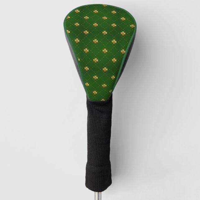Funda Para Palo De Golf Modelo verde de oro del trébol (Anverso)