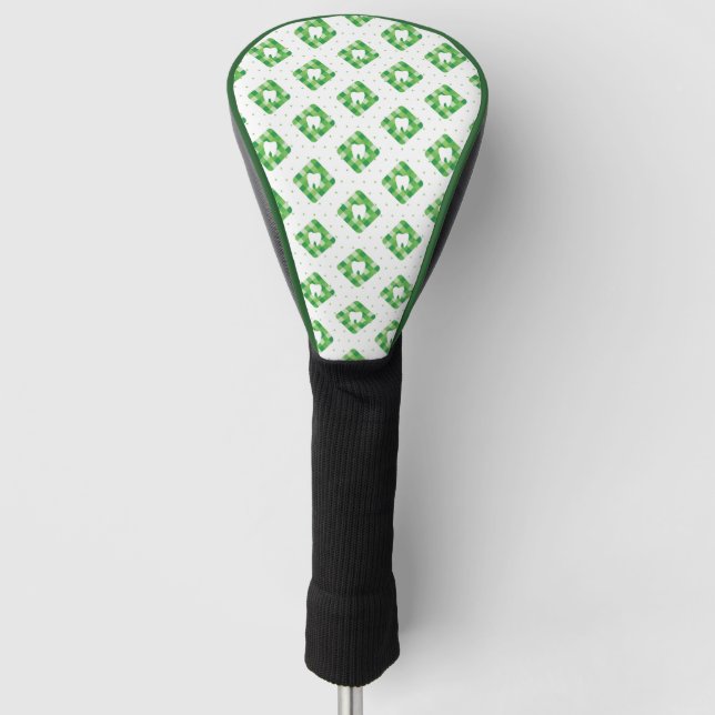 Funda Para Palo De Golf Modelo verde del diente de la tela escocesa (Anverso)