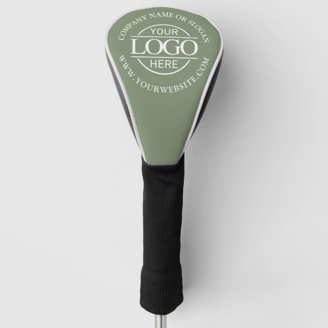 Funda Para Palo De Golf Modern Custom Business Logo Sage Green Branded  (Anverso)