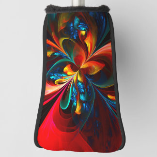 Funda Para Palo De Golf Modern Floral Resumen Art Naranja Patrón Azul #14