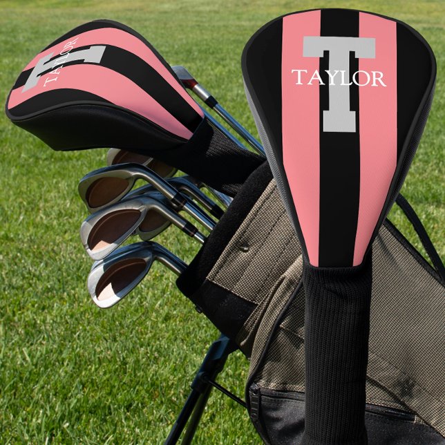 Funda Para Palo De Golf Modern Monogram Custom Pink (Subido por el creador)