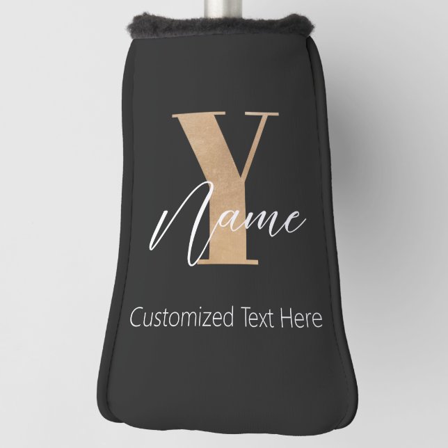 Funda Para Palo De Golf Modern Monogrammed Initial Y & Name Personalized (Girar 90)