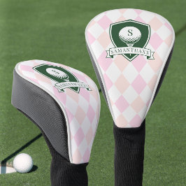 Funda Para Palo De Golf Modern Pink Pattern Green Golfer Name Monogram