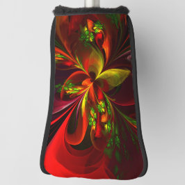 Funda Para Palo De Golf Modern Red Green Floral Abstract Art Pattern #05