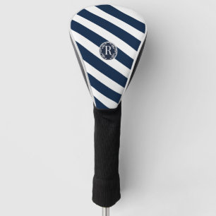 Funda Para Palo De Golf Moderna Marina Náutica Sleek de rayas azules y bla