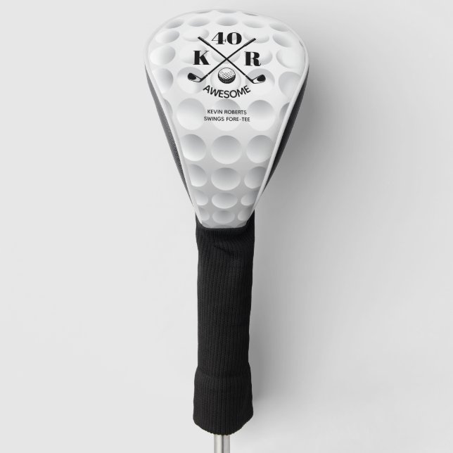 Funda Para Palo De Golf Moderno 40º Golf de Cumpleaños 50º Monograma 60º (Anverso)