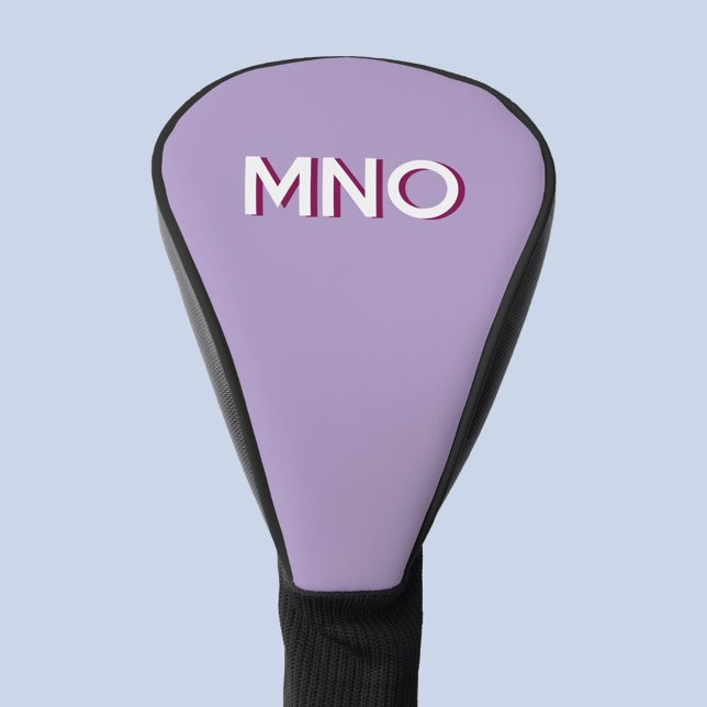 Funda Para Palo De Golf Moderno Monograma Sombra inicial Lilac (Monogram initial drop shadow personalized golf head cover)