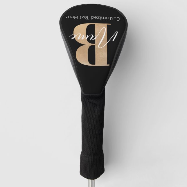 Funda Para Palo De Golf Moderno Monogramado Inicial B & Name Personalizado (Anverso)