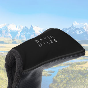 Funda Para Palo De Golf Moderno nombre editable minimalista   Blanco y neg
