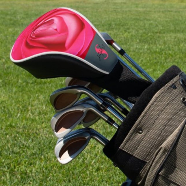 Funda Para Palo De Golf Moderno rosa rosa caliente con nombre (Subido por el creador)