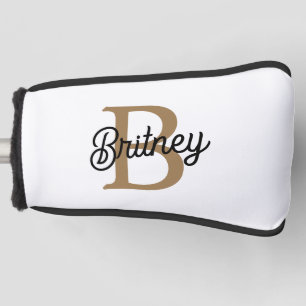 Funda Para Palo De Golf Moderno y elegante nombre de monograma Black Gold
