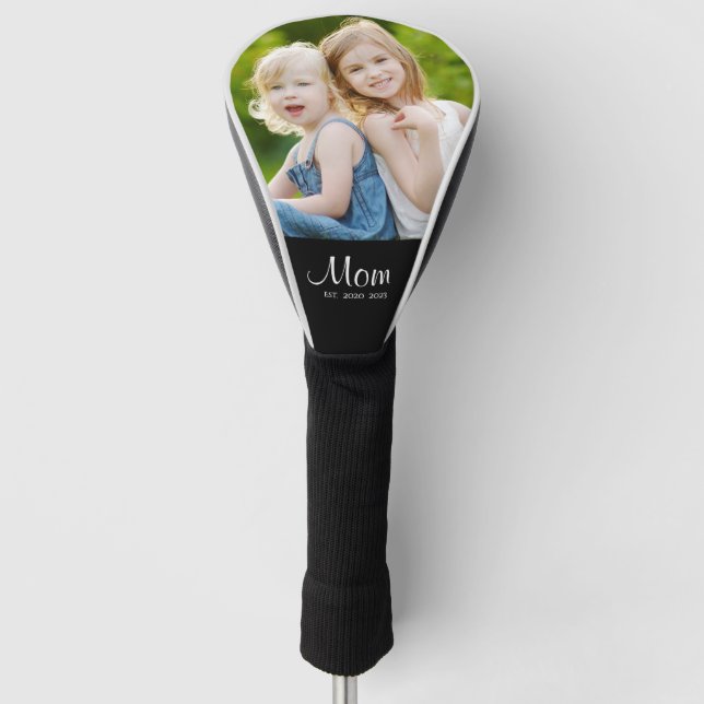 Funda Para Palo De Golf  Mom Established Black White Script Photo (Anverso)