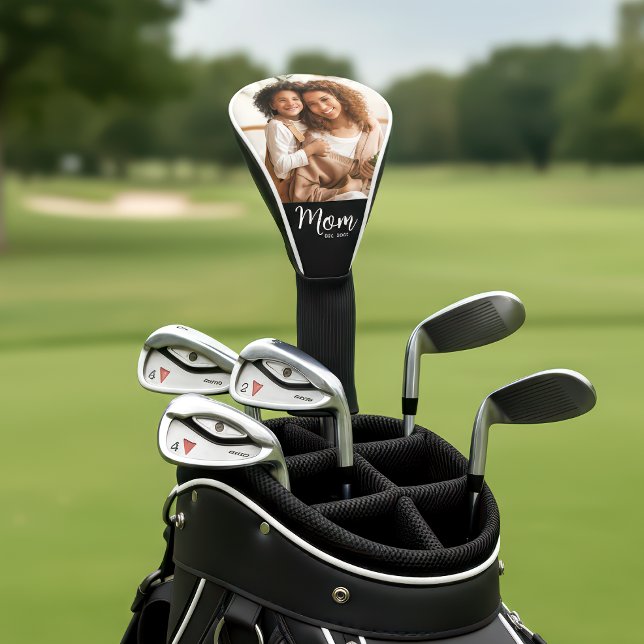 Funda Para Palo De Golf Mom Established Date Modern Script Photo Stylish (Subido por el creador)