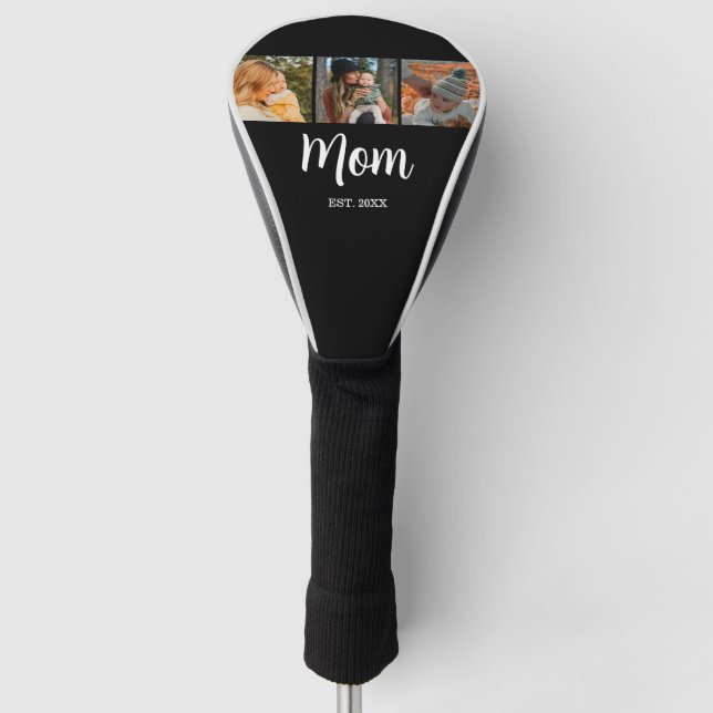 Funda Para Palo De Golf Mom Established Modern Script Black 3 Photo (Anverso)