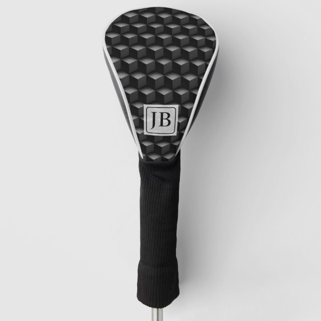 Funda Para Palo De Golf Monogram, 3D Black Geometric Pattern, Modern (Anverso)