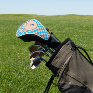 Funda Para Palo De Golf Monograma a cuadros azul cielo y crema