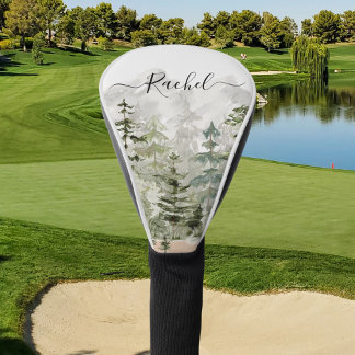 Funda Para Palo De Golf Monograma acuarela Selva de Pino Verde sobre la mo