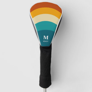 Funda Para Palo De Golf Monograma arcoiris Nombre personalizado Retro Traz