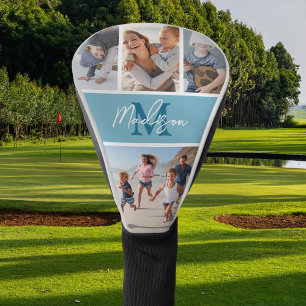Funda Para Palo De Golf Monograma azul collage de fotos