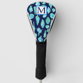 Funda Para Palo De Golf Monograma azul de la marina de guerra en las conch