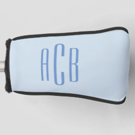 Funda Para Palo De Golf Monograma azul de tres letras simple