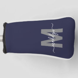 Funda Para Palo De Golf Monograma Azul Marítimo Personalizado