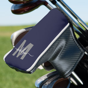 Funda Para Palo De Golf Monograma Azul Marítimo Personalizado