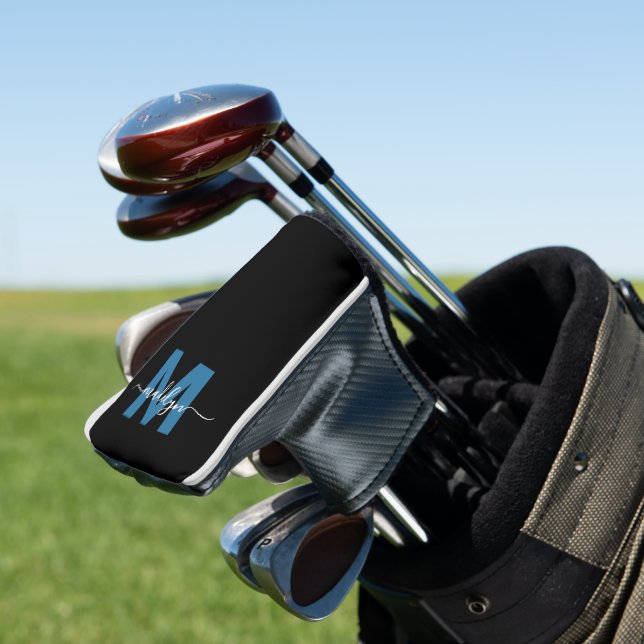 Funda Para Palo De Golf Monograma Azul Personalizado (In Situ)