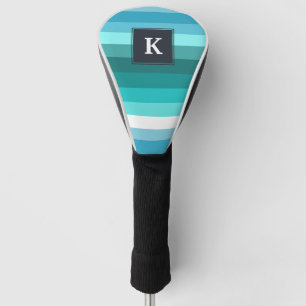 Funda Para Palo De Golf Monograma azul y ciánico de las rayas