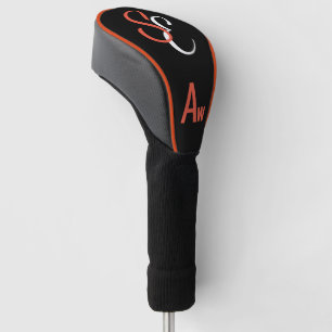 Funda Para Palo De Golf Monograma blanco negro Naranja w