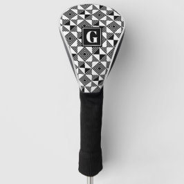 Funda Para Palo De Golf Monograma blanco negro triangular cuadrado